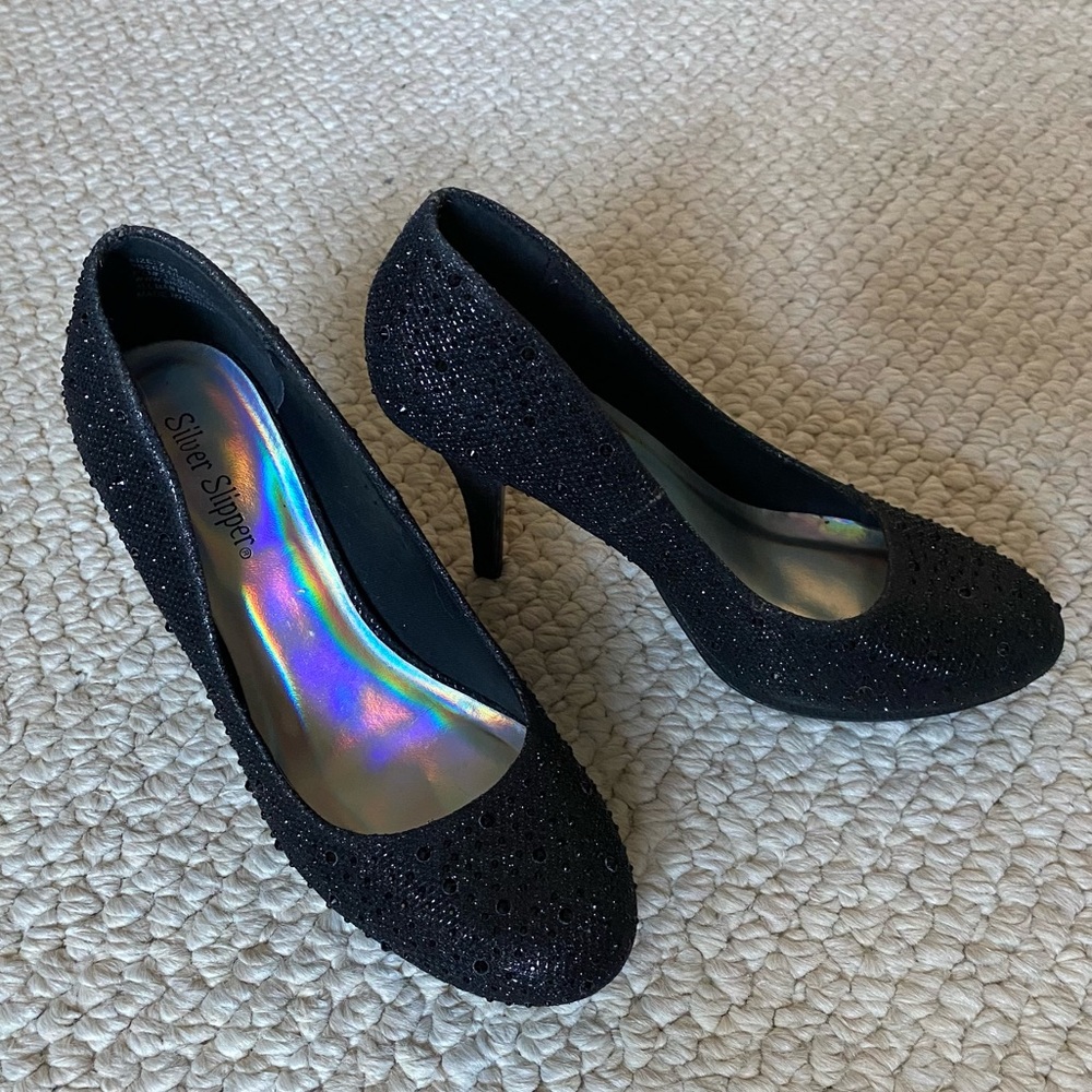 Black Rhinestone Heels